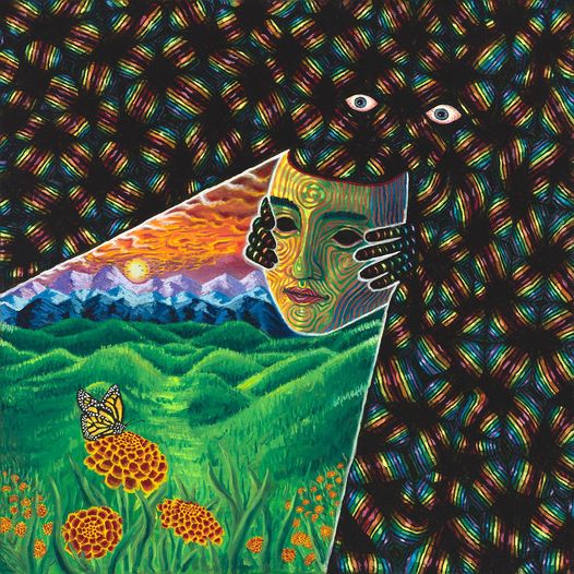 The meme is a screenshot of a tweet from a popular internet personality, which reads: "when you finally get to the point where you can be yourself and not hide who you are". The image is a cartoon illustration of a person with a big smile, surrounded by a colorful, psychedelic background.